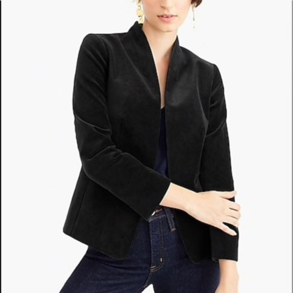 JCrew Black Velvet Going Out Blazer 6